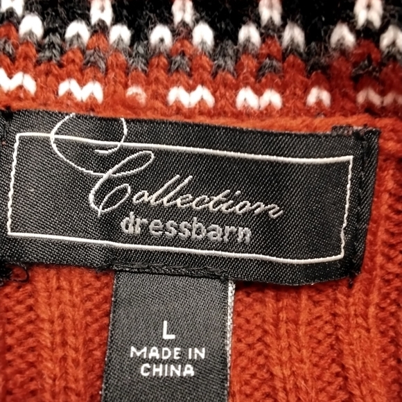 Dress Barn Collection Women's Red Fair Isle Sweater  Size L - Picture 6 of 8